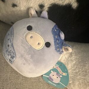 5-Inch Marzio Light Blue Velvet Cow